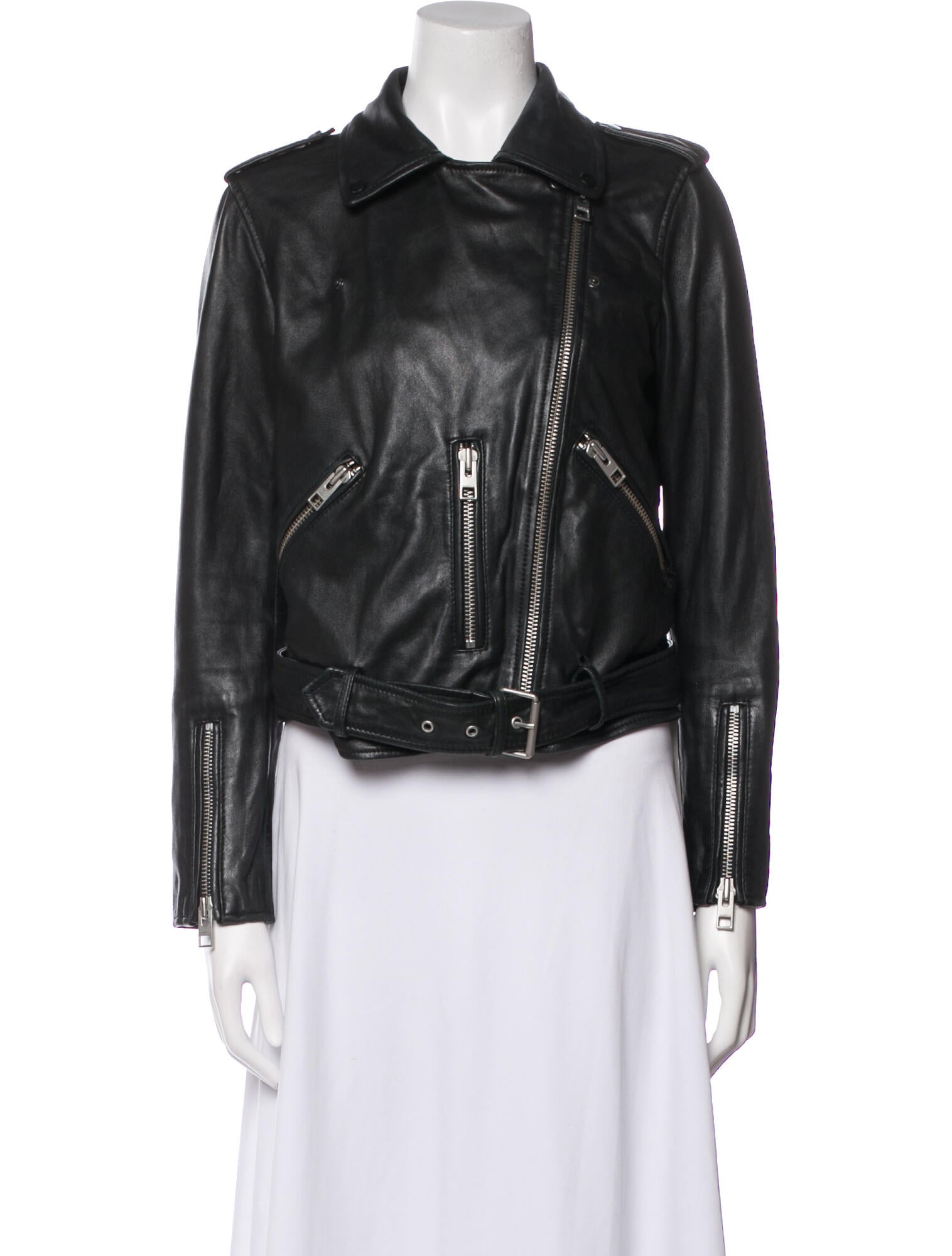 AllSaints Lamb Leather Biker Jacket