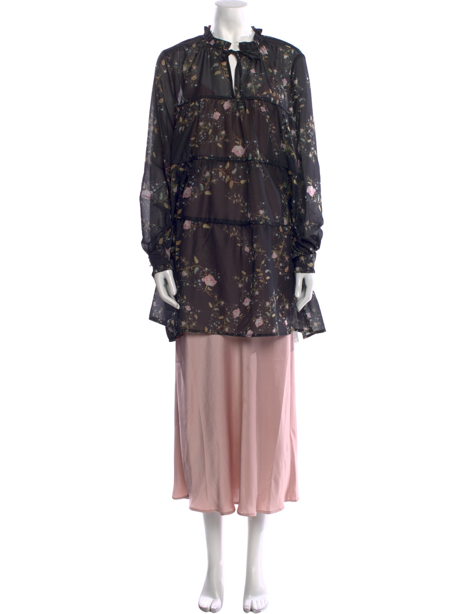 AllSaints Floral Print Midi Length Dress