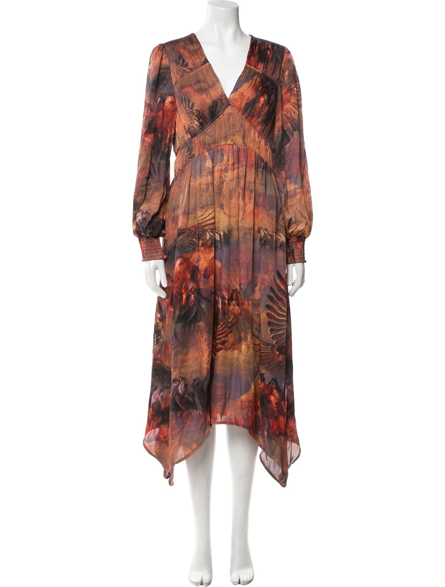 AllSaints Printed Long Dress w/ Tags