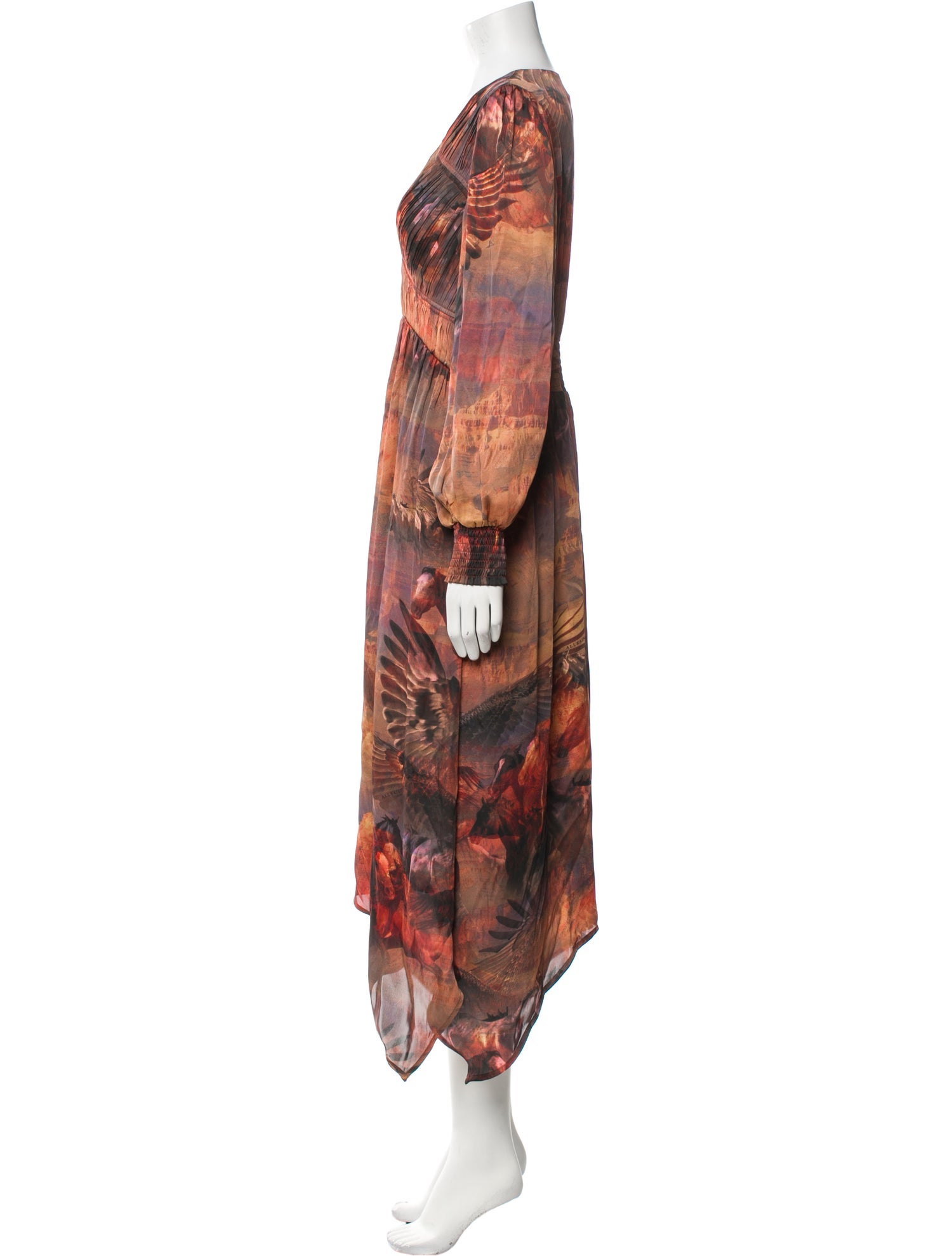 AllSaints Printed Long Dress w/ Tags
