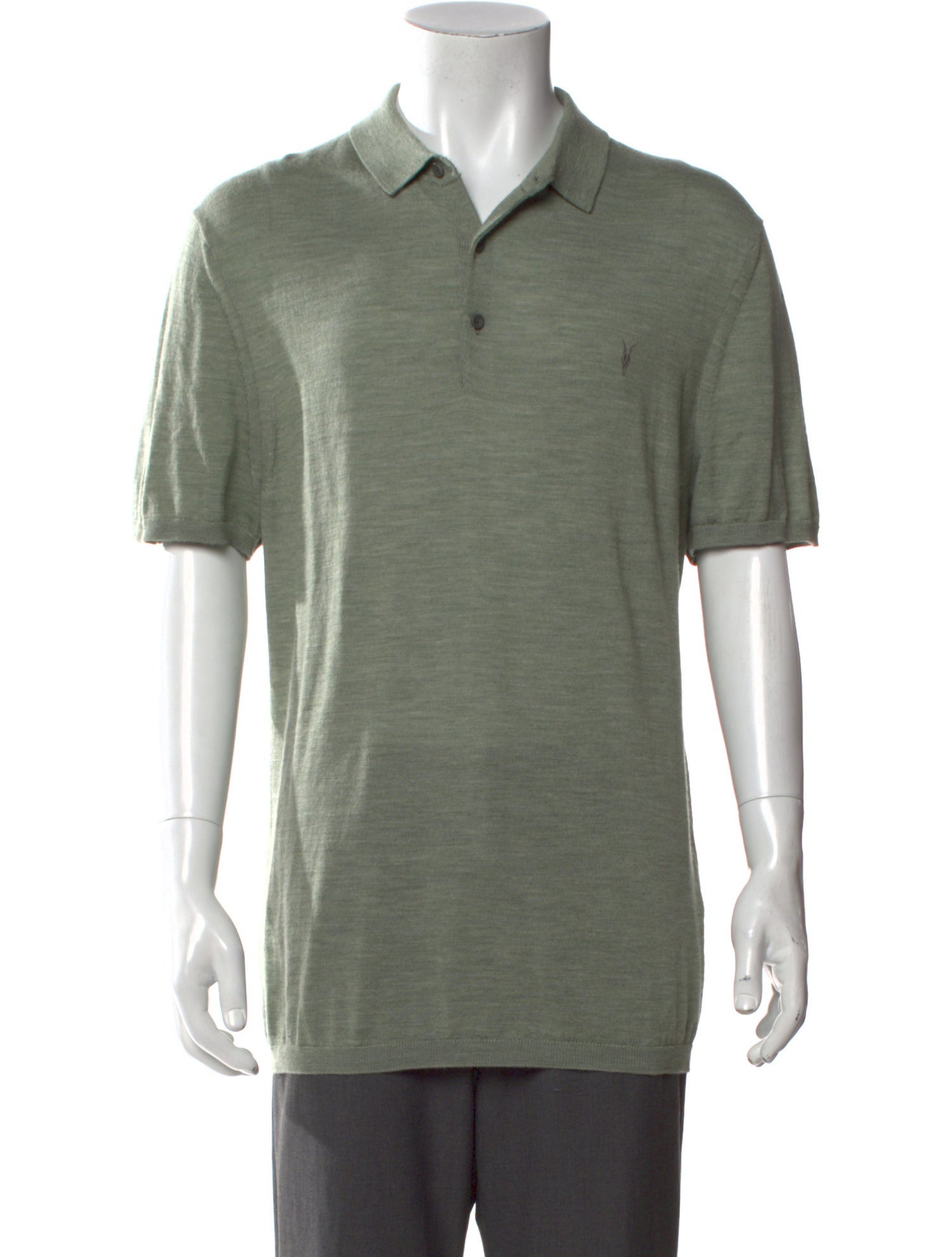 AllSaints Merino Wool V-Neck Polo Shirt