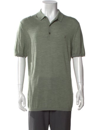 AllSaints Merino Wool V-Neck Polo Shirt