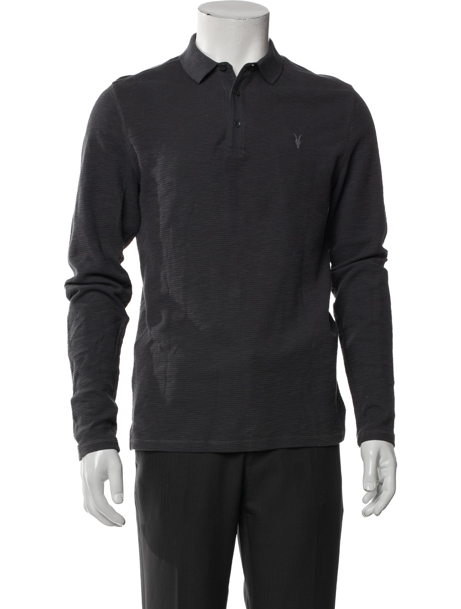 AllSaints V-Neck Long Sleeve Polo Shirt