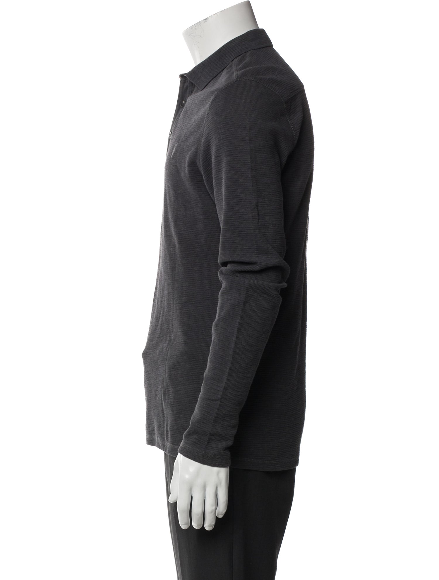 AllSaints V-Neck Long Sleeve Polo Shirt