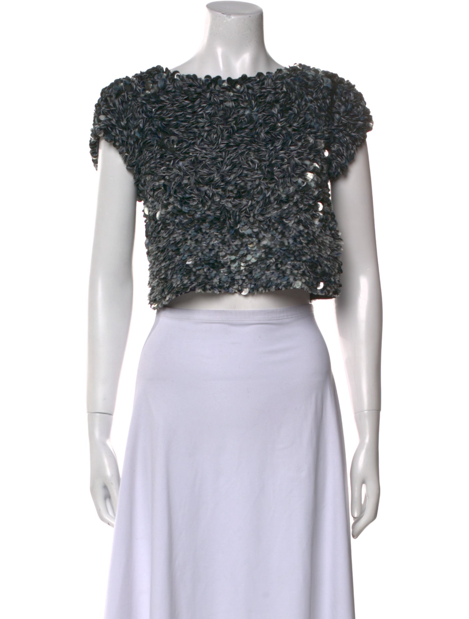 AllSaints Bateau Neckline Short Sleeve Crop Top