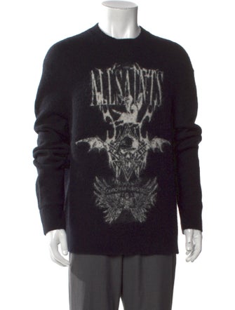 AllSaints Graphic Print Crew Neck Pullover