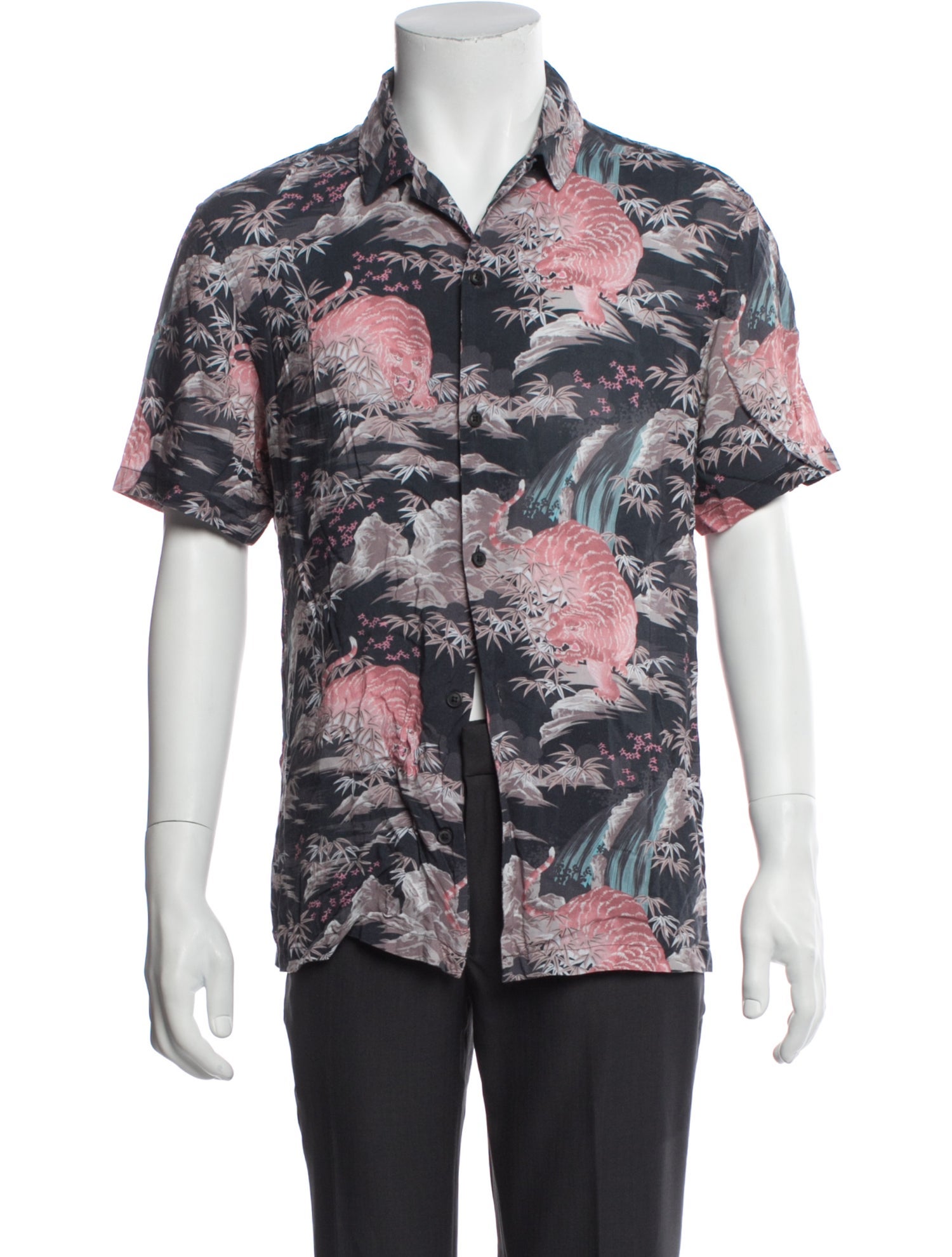 AllSaints Printed Short Sleeve Western Shirt