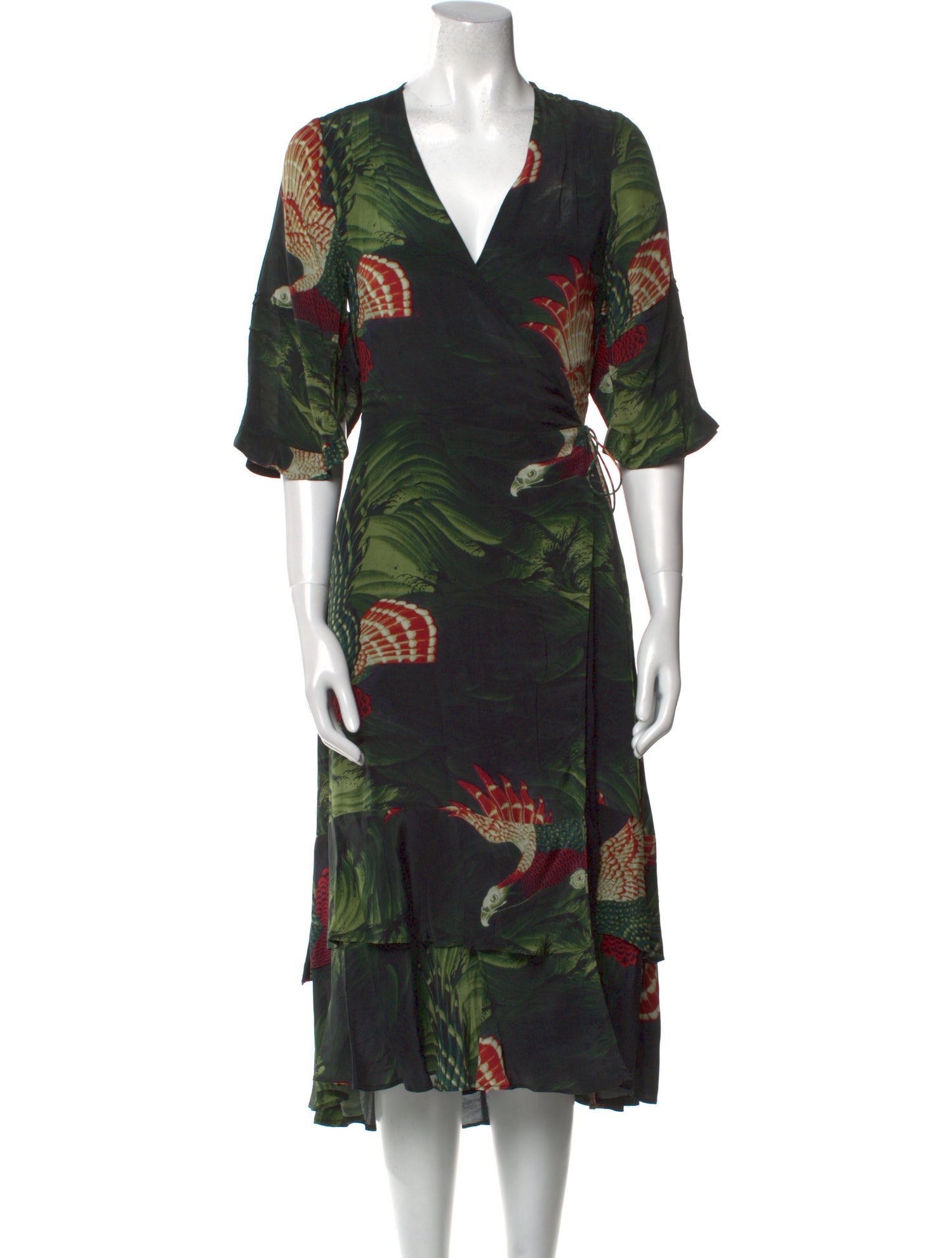 AllSaints Floral Print Midi Length Dress