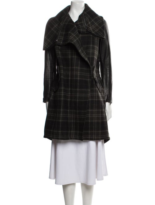 AllSaints Wool Plaid Print Peacoat