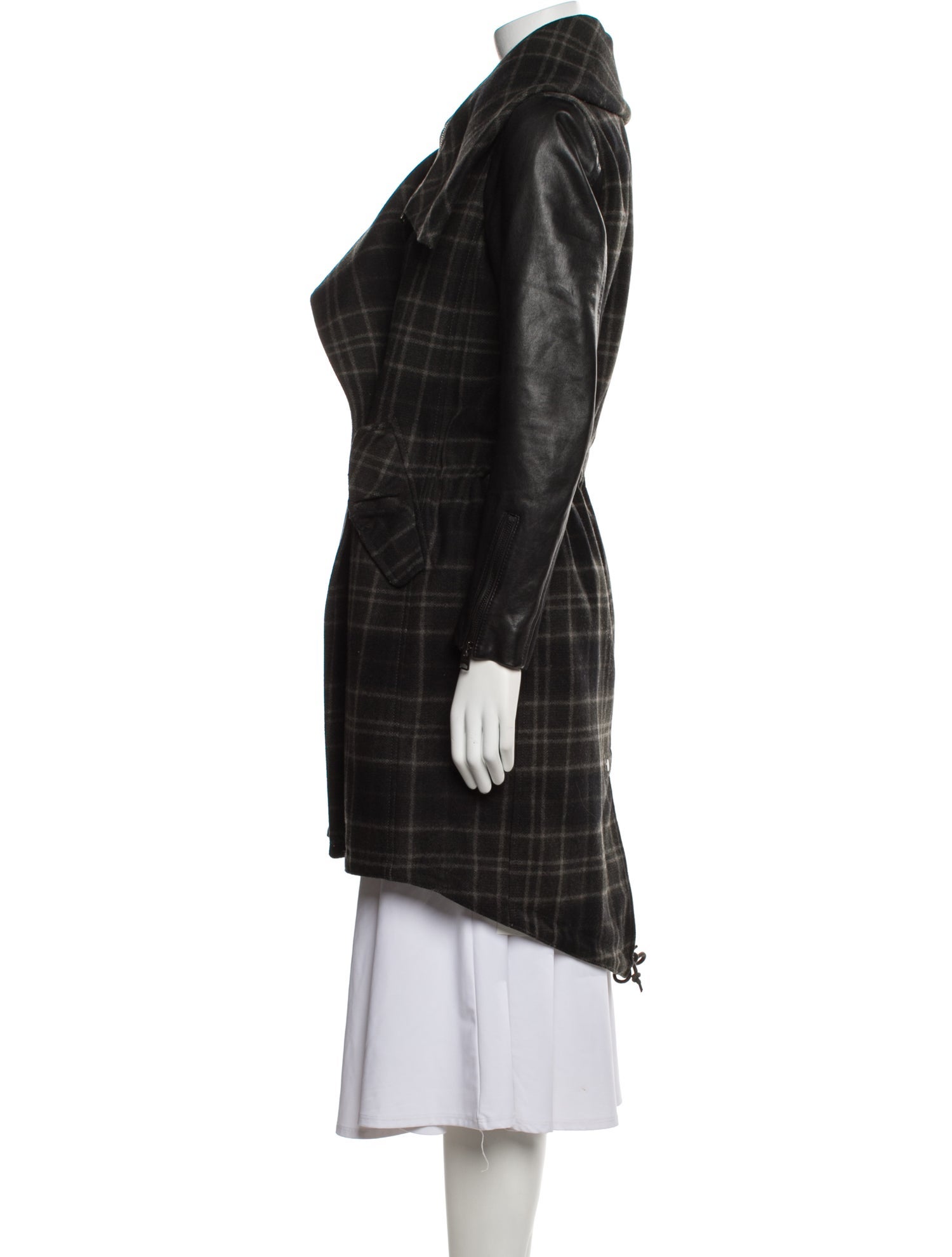 AllSaints Wool Plaid Print Peacoat