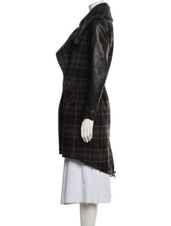 AllSaints Wool Plaid Print Peacoat