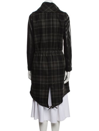 AllSaints Wool Plaid Print Peacoat