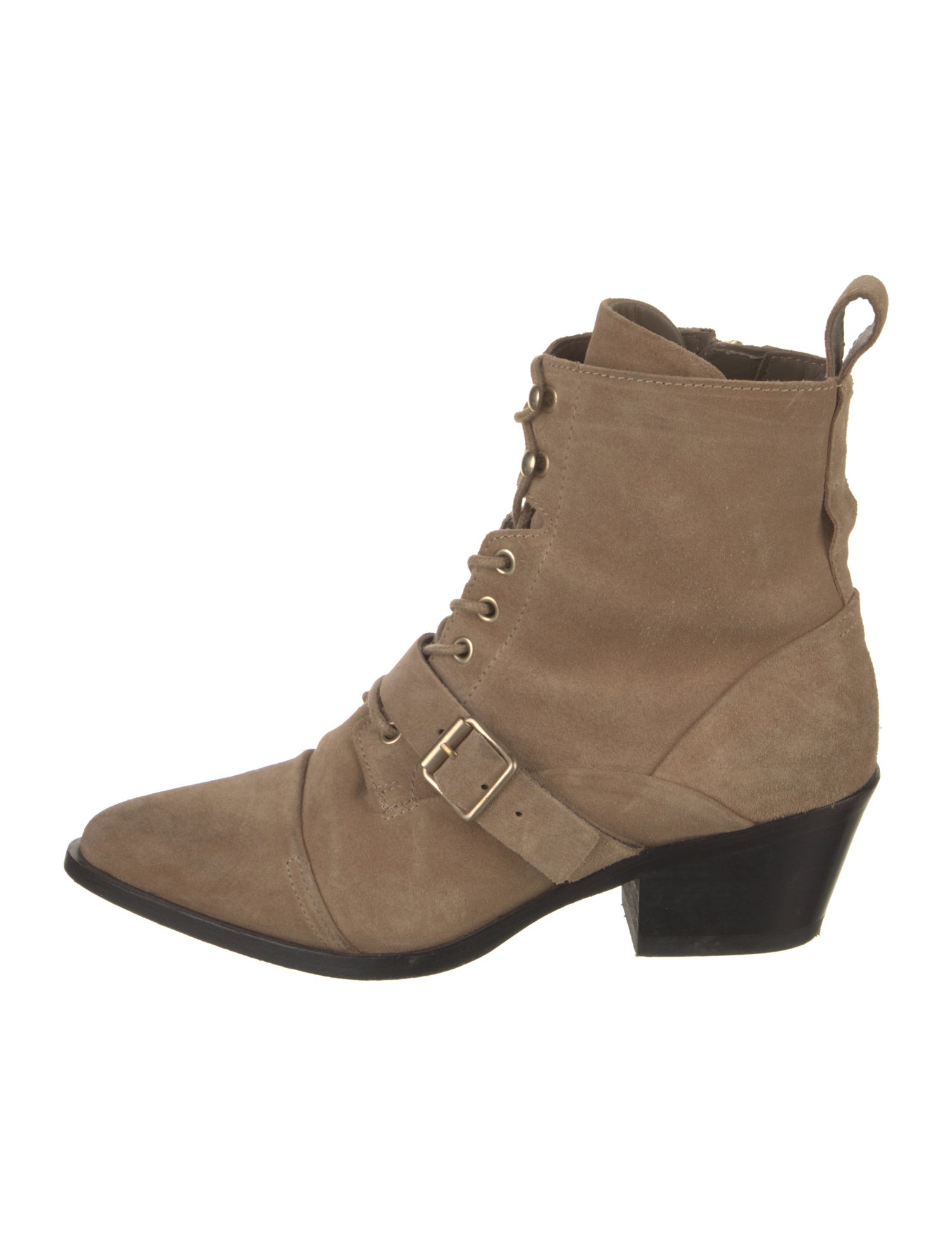 AllSaints Suede Leather Trim Embellishment Combat Boots