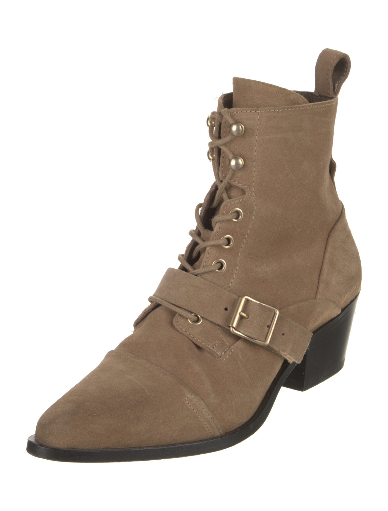 AllSaints Suede Leather Trim Embellishment Combat Boots
