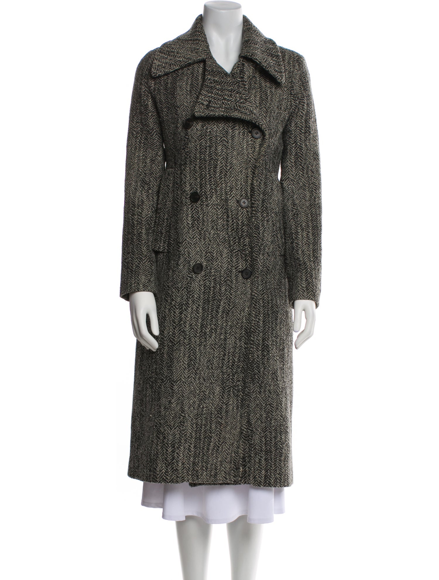 AllSaints Wool Tweed Pattern Faux Fur Coat