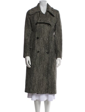 AllSaints Wool Tweed Pattern Faux Fur Coat