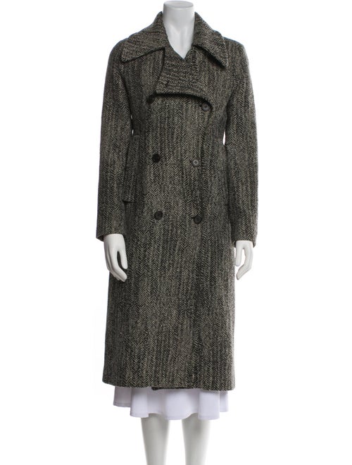 AllSaints Wool Tweed Pattern Faux Fur Coat