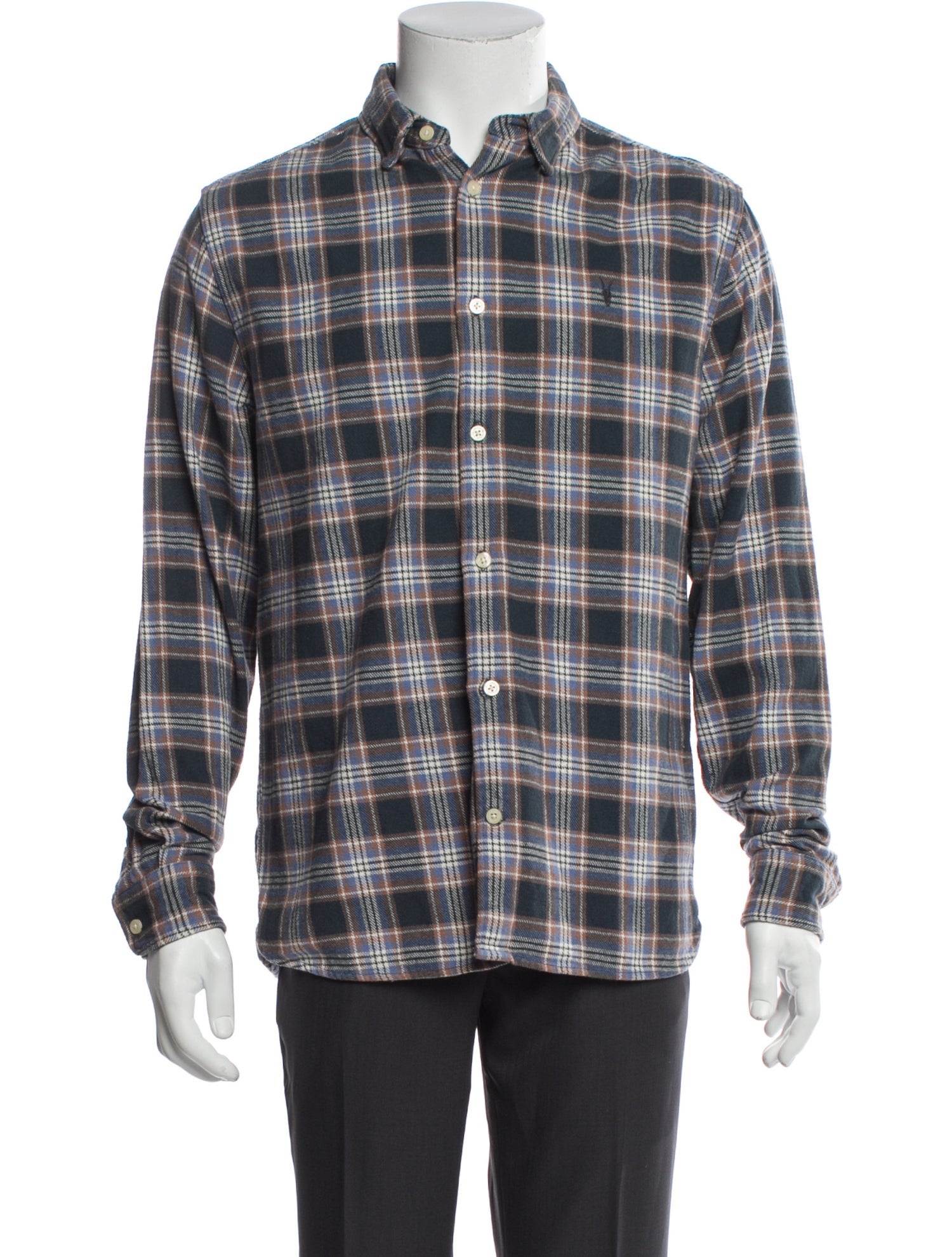 AllSaints Plaid Print Long Sleeve Shirt