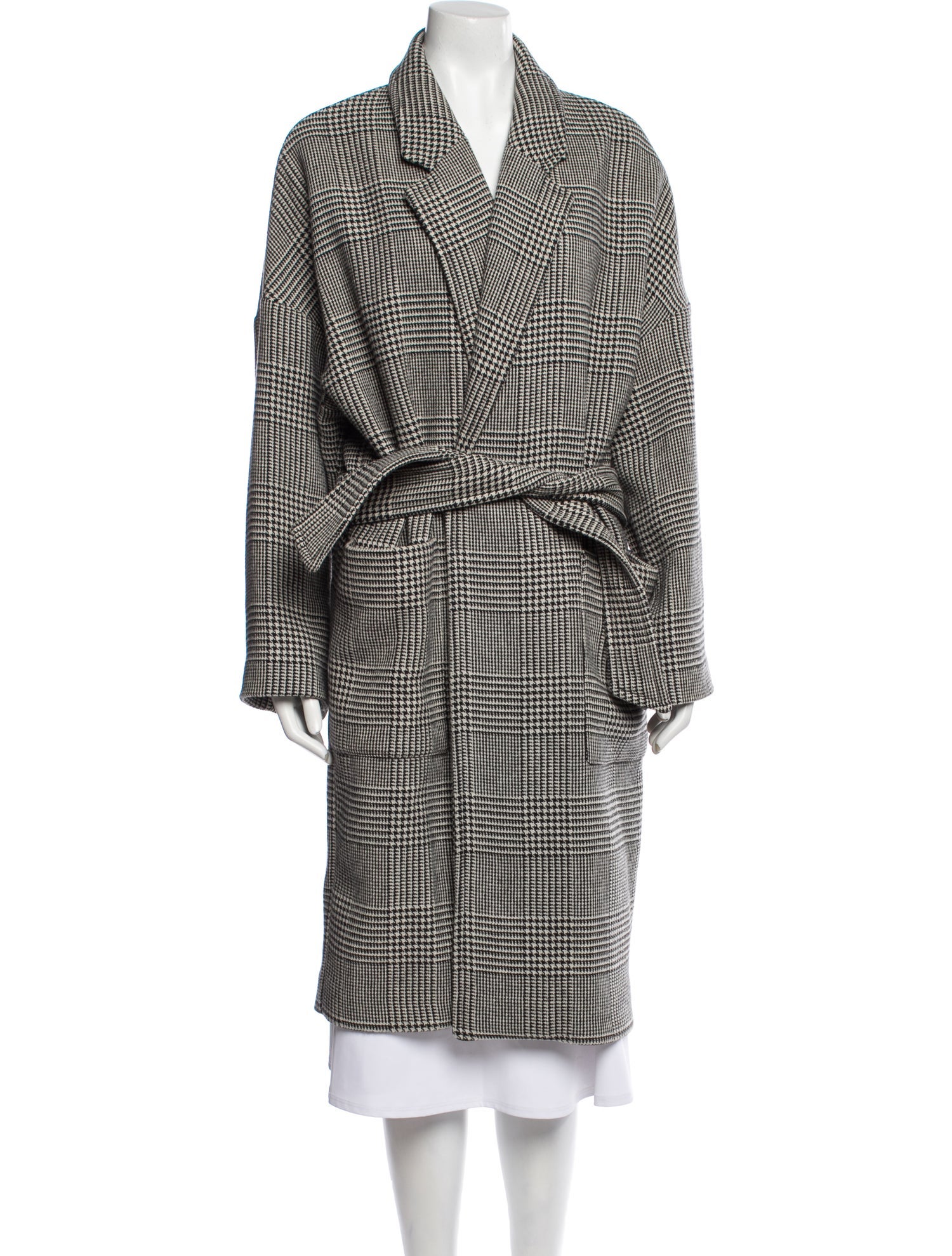 AllSaints Wool Houndstooth Print Peacoat