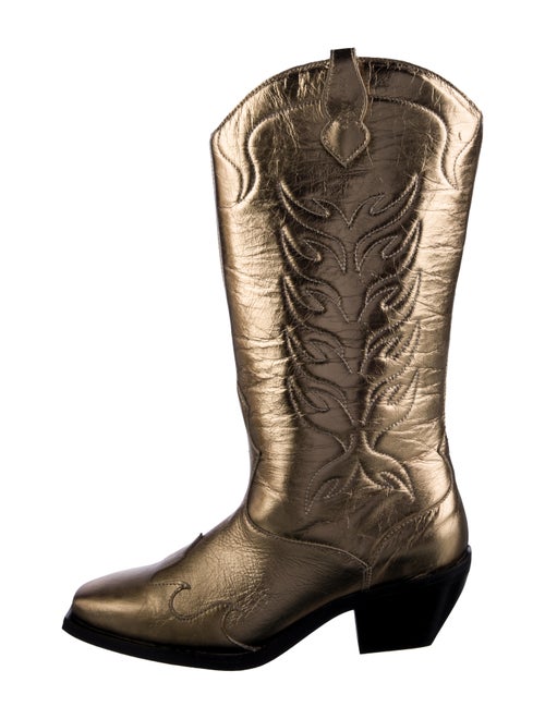 AllSaints Leather Colorblock Pattern Western Boots