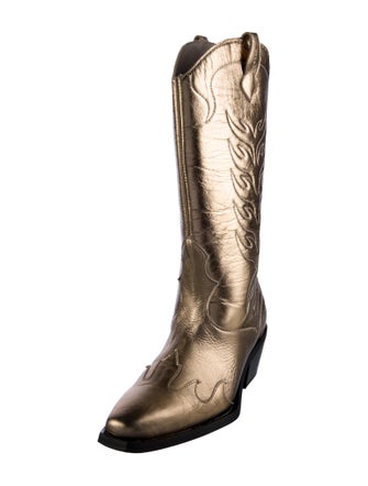 AllSaints Leather Colorblock Pattern Western Boots