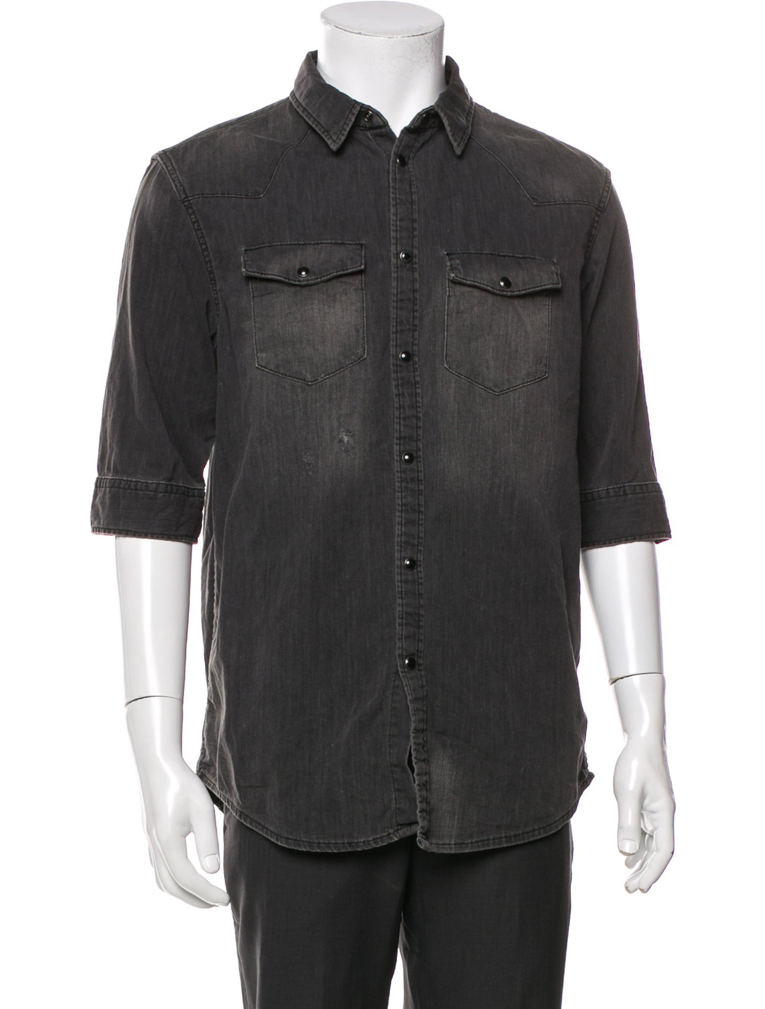 AllSaints Three-Quarter Sleeve Denim Shirt