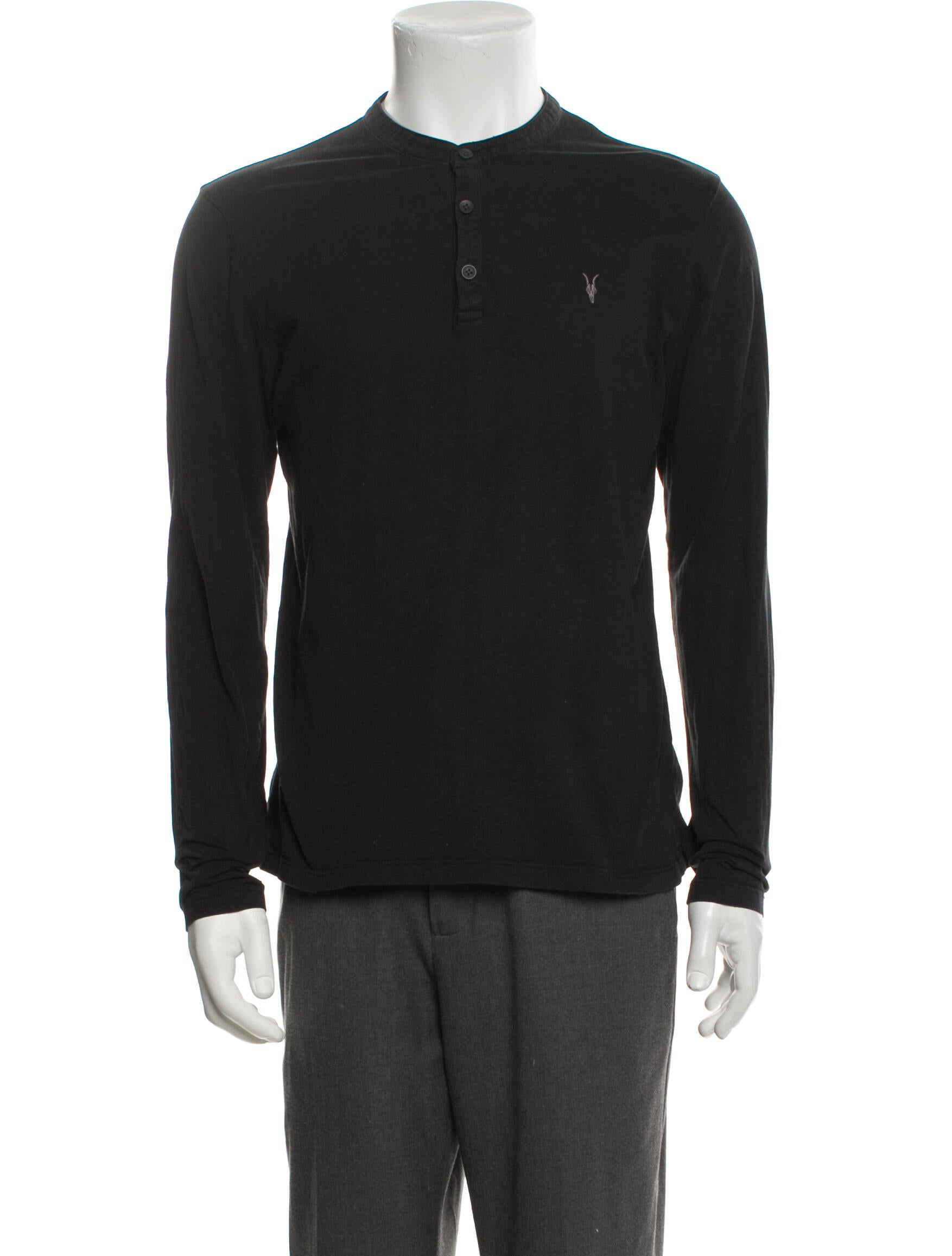 AllSaints Crew Neck Long Sleeve Henley