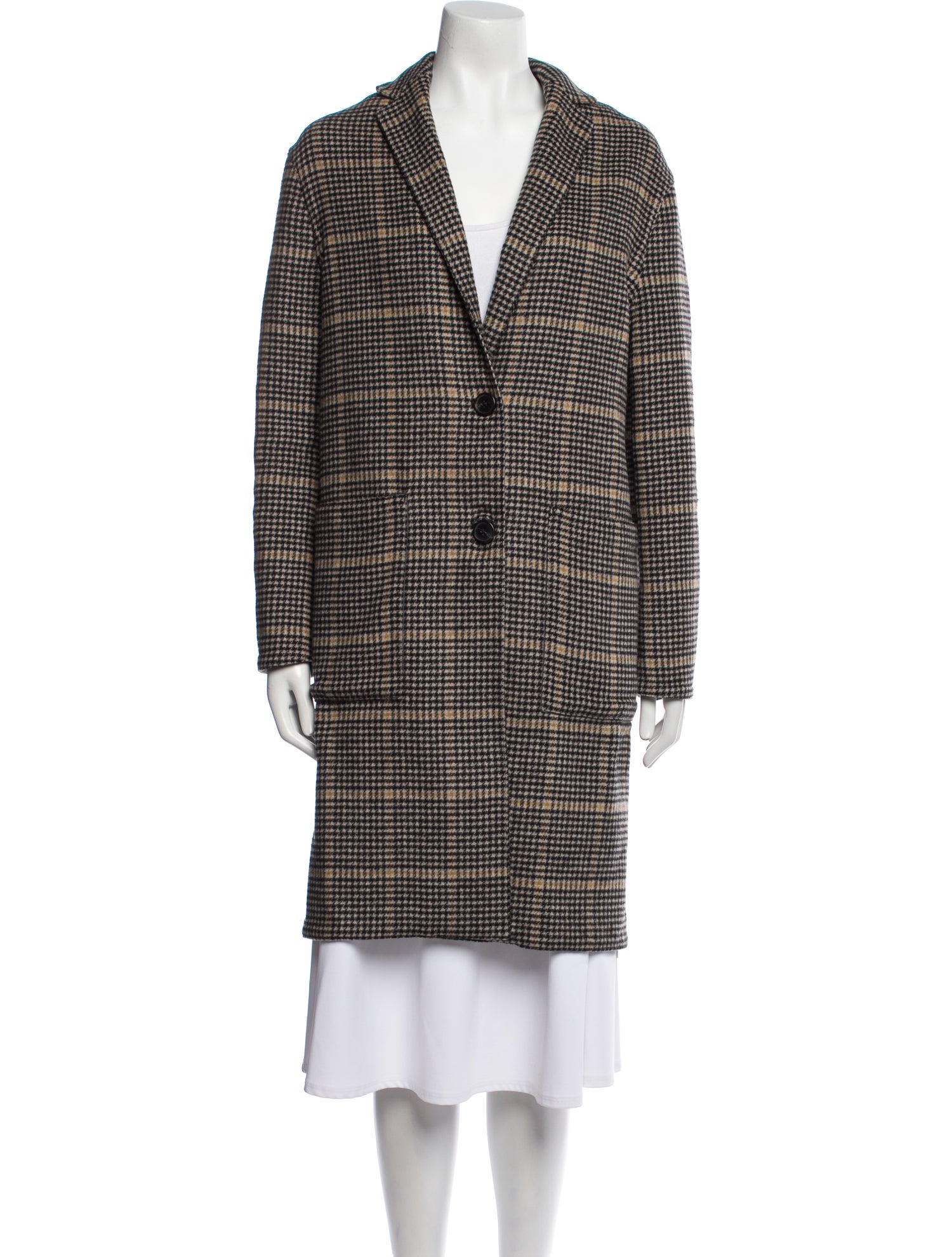 AllSaints Wool Plaid Print Coat