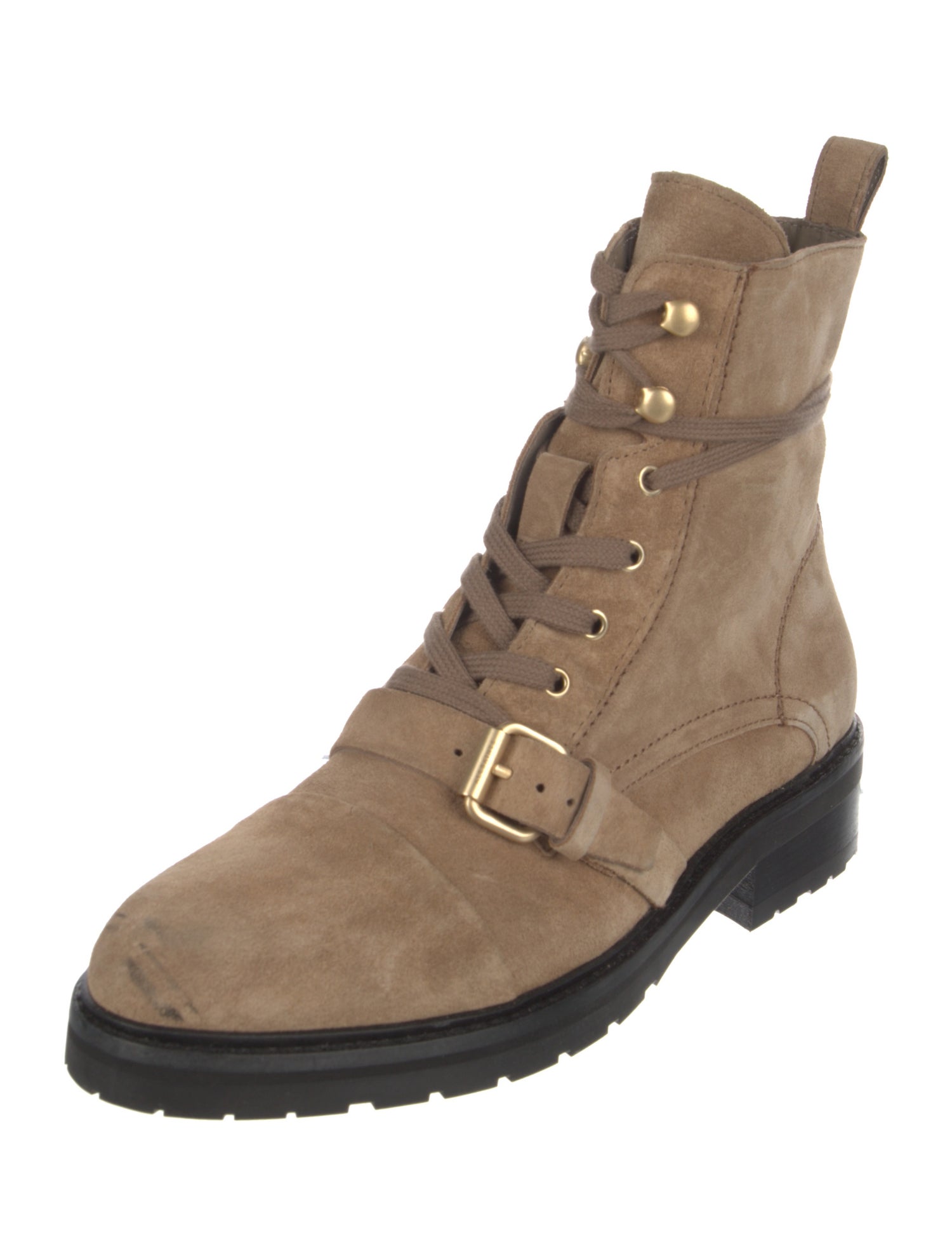 AllSaints Suede Colorblock Pattern Combat Boots