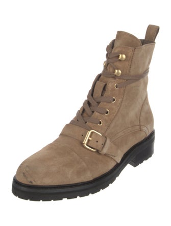 AllSaints Suede Colorblock Pattern Combat Boots