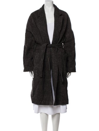 AllSaints Wool Printed Faux Fur Coat