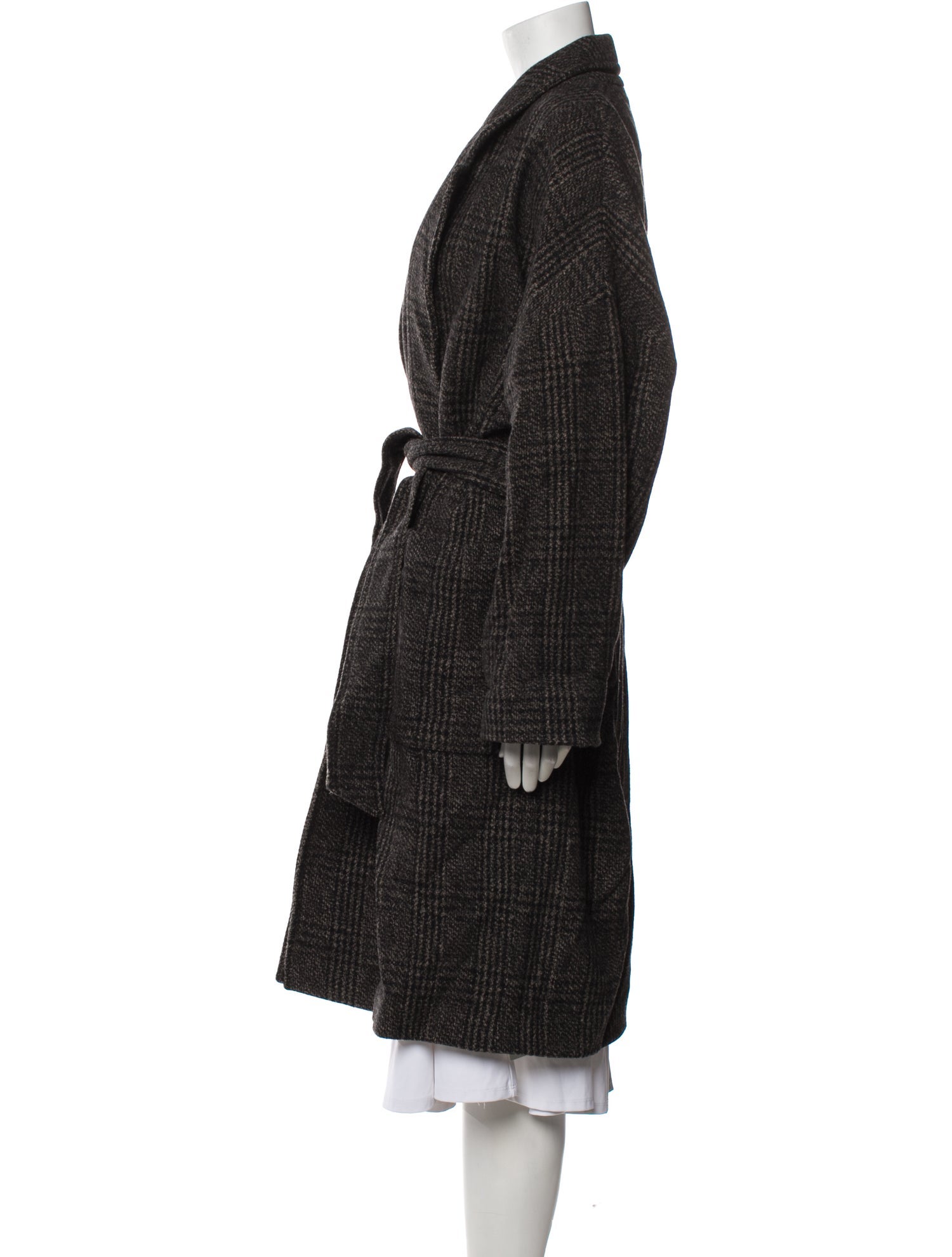 AllSaints Wool Printed Faux Fur Coat