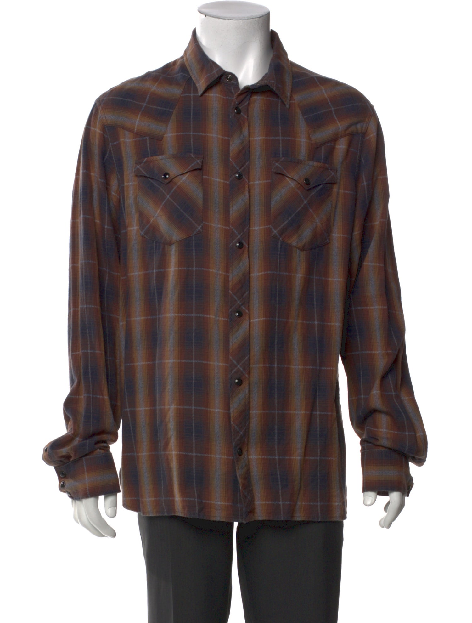 AllSaints Plaid Print Long Sleeve Dress Shirt
