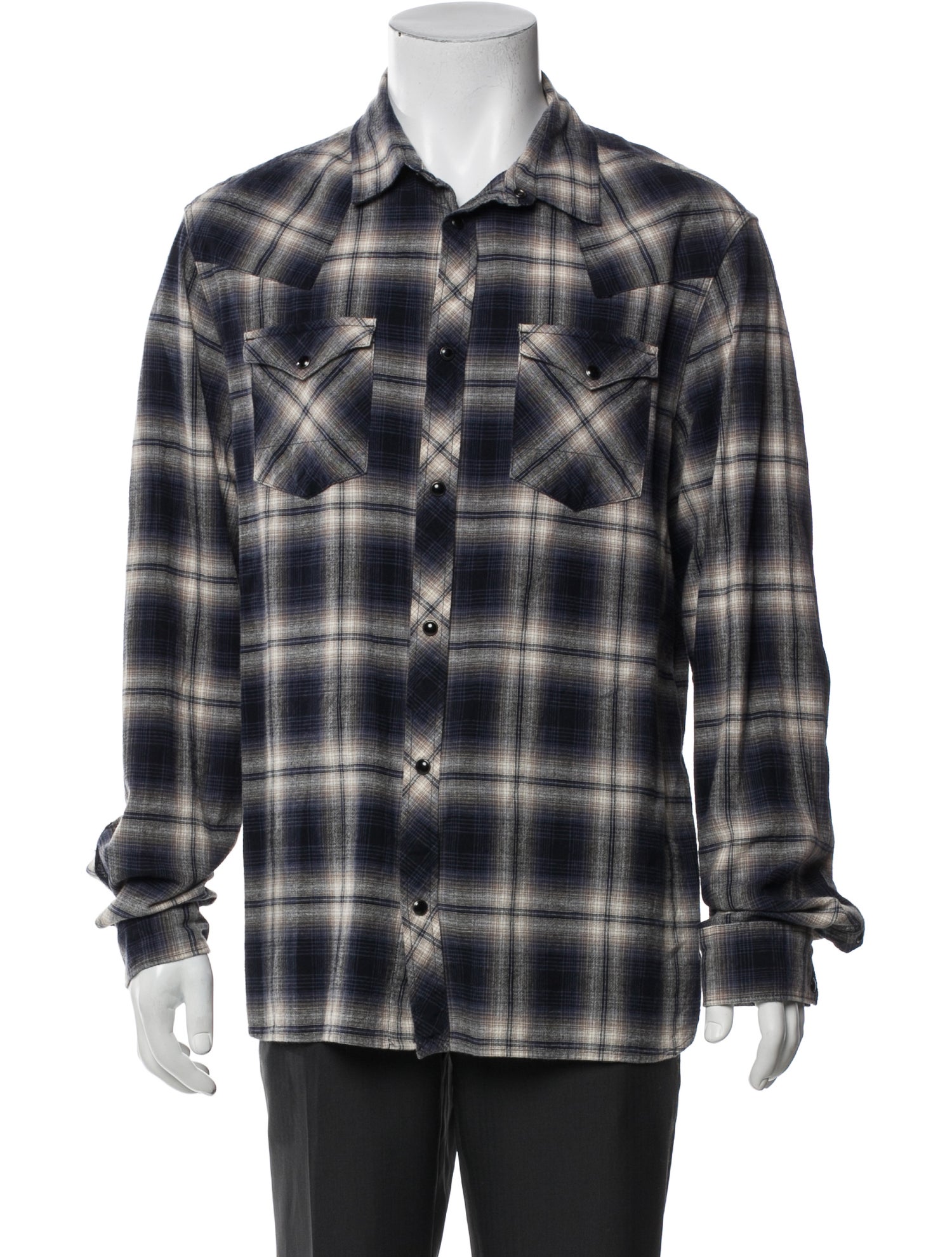 AllSaints Plaid Print Long Sleeve Shirt