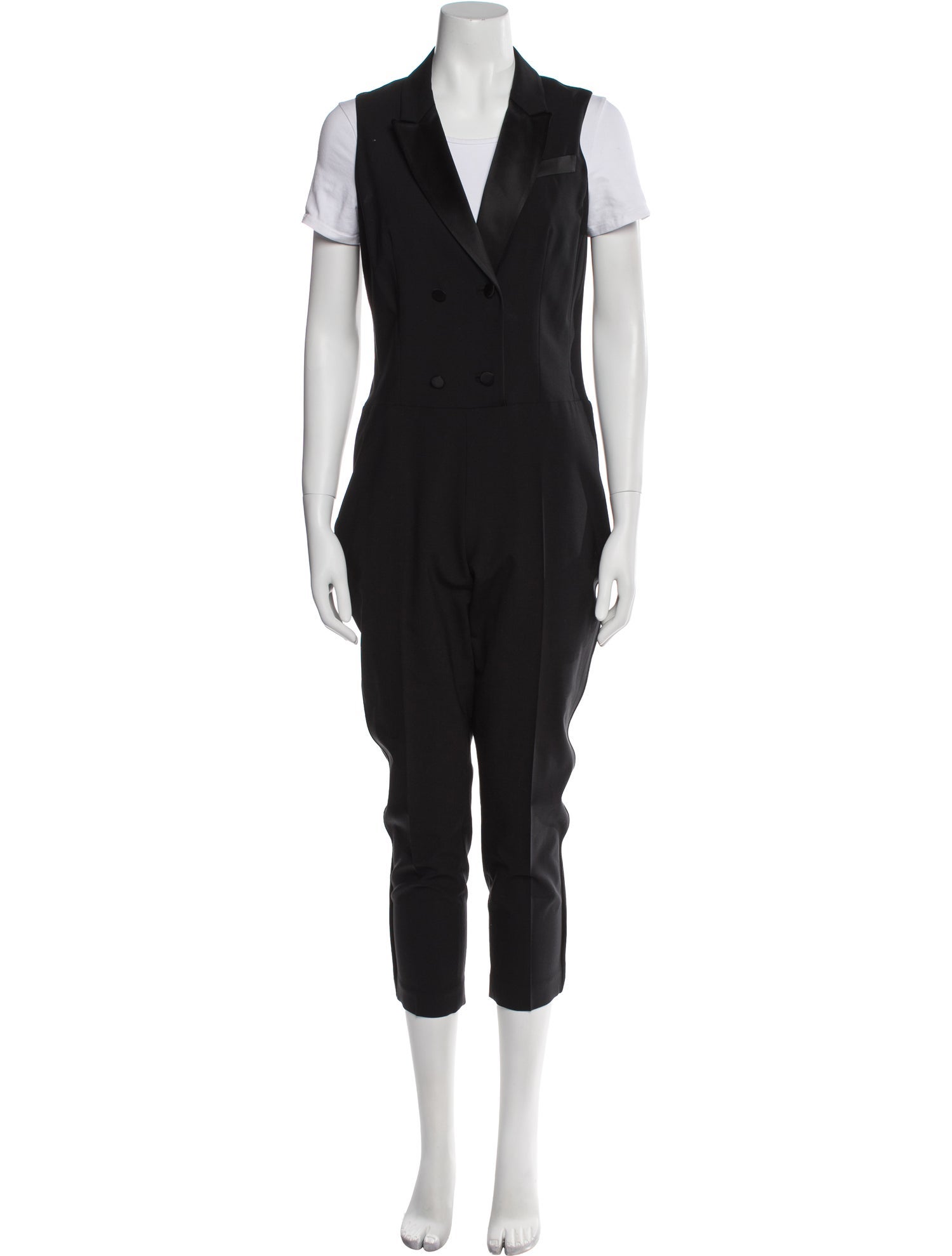 AllSaints Virgin Wool Plunge Neckline Jumpsuit