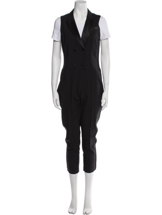 AllSaints Virgin Wool Plunge Neckline Jumpsuit