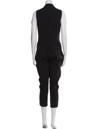 AllSaints Virgin Wool Plunge Neckline Jumpsuit