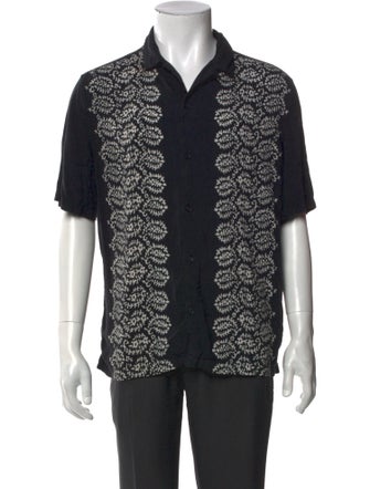 AllSaints Paisley Print V-Neck Polo Shirt