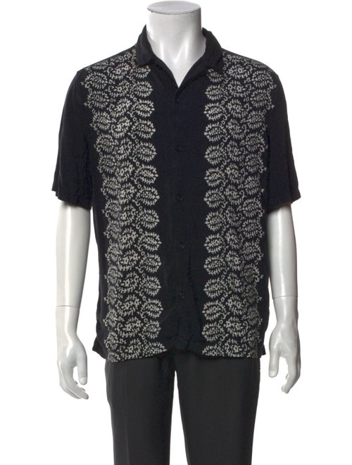AllSaints Paisley Print V-Neck Polo Shirt