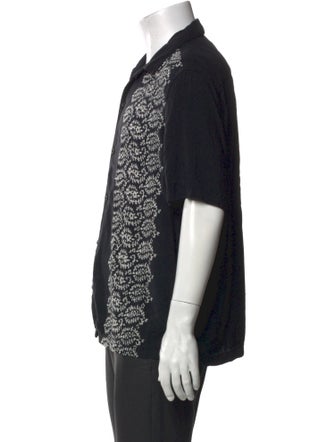 AllSaints Paisley Print V-Neck Polo Shirt