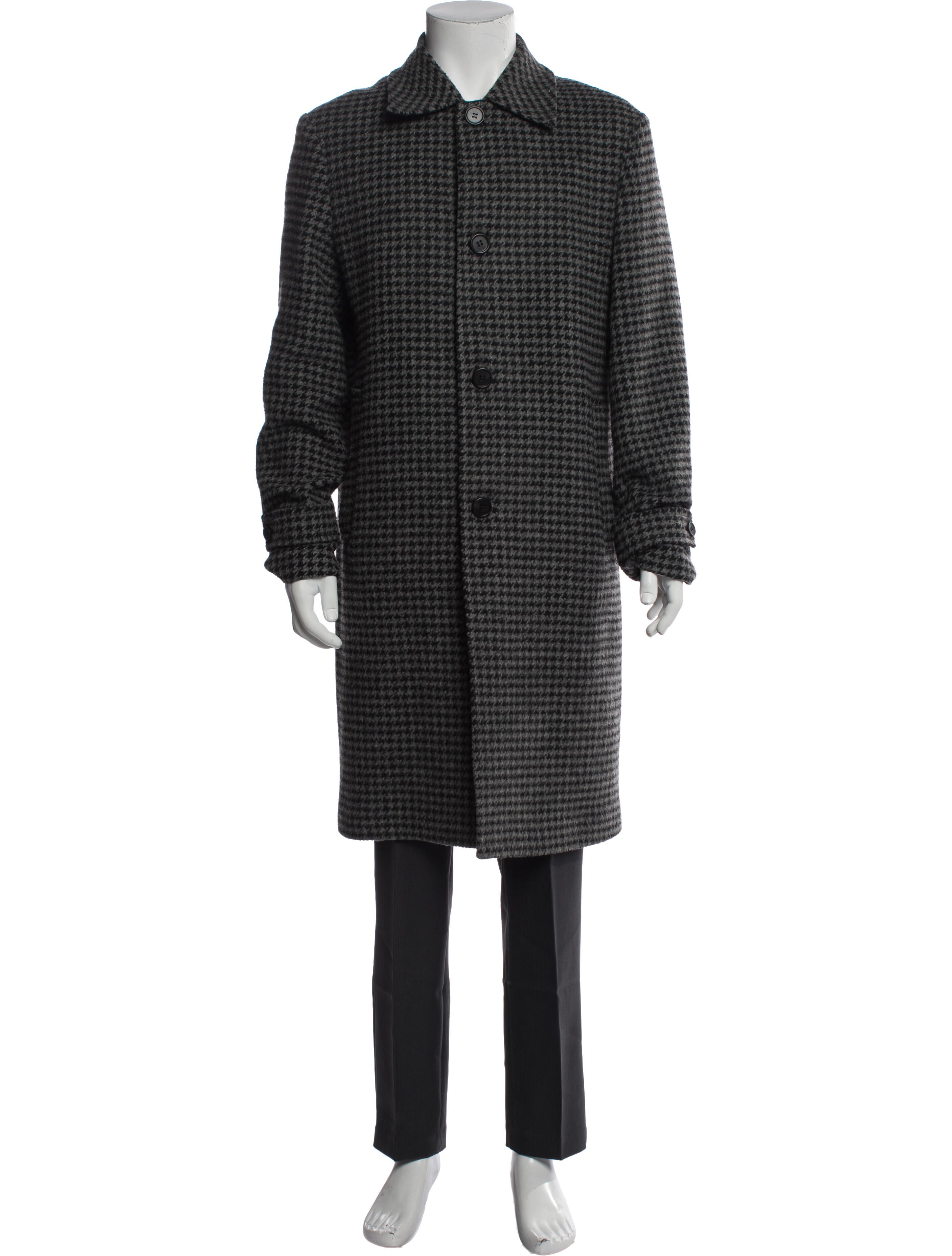AllSaints Wool Houndstooth Print Overcoat