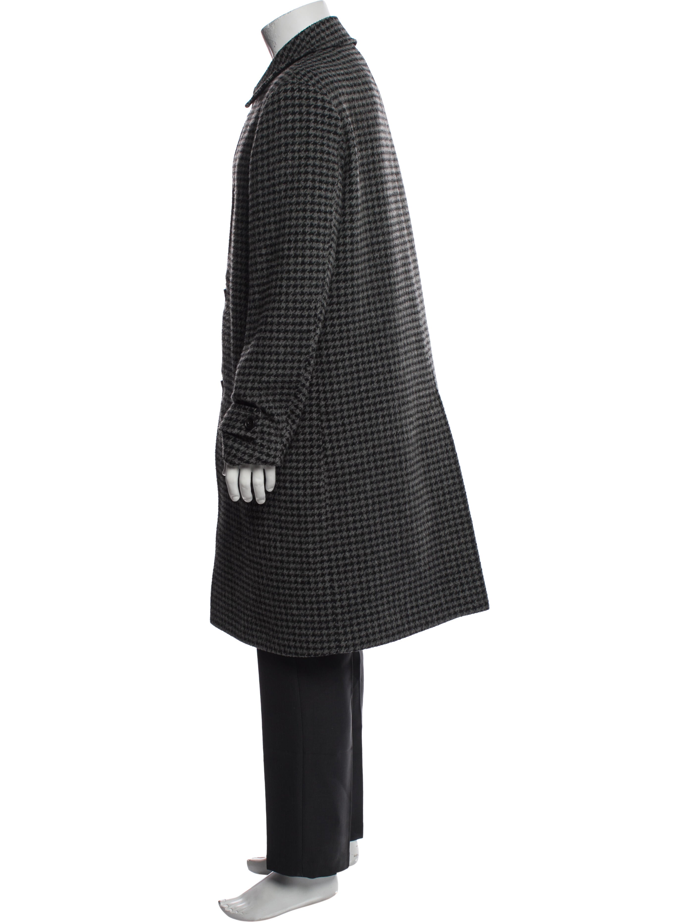AllSaints Wool Houndstooth Print Overcoat