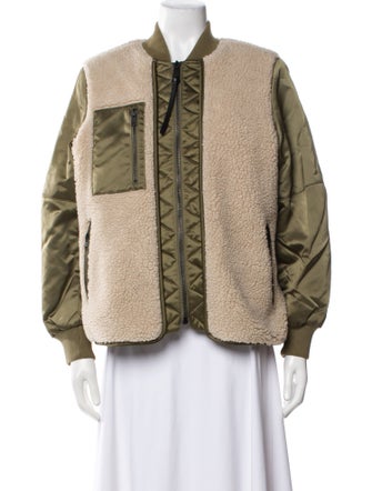 AllSaints Colorblock Pattern Faux Fur Jacket