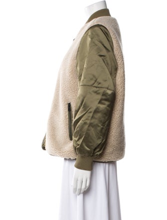 AllSaints Colorblock Pattern Faux Fur Jacket