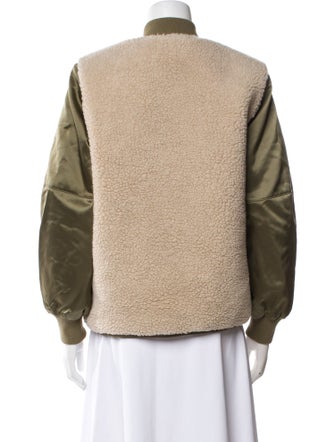 AllSaints Colorblock Pattern Faux Fur Jacket