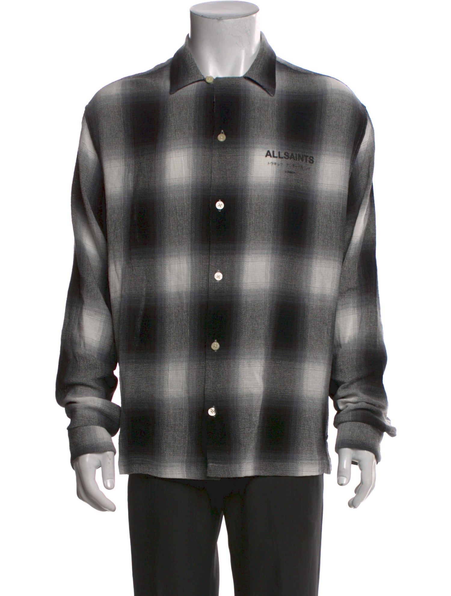 AllSaints Plaid Print Long Sleeve Shirt