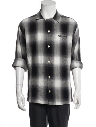 AllSaints Plaid Print Three-Quarter Sleeve Shirt