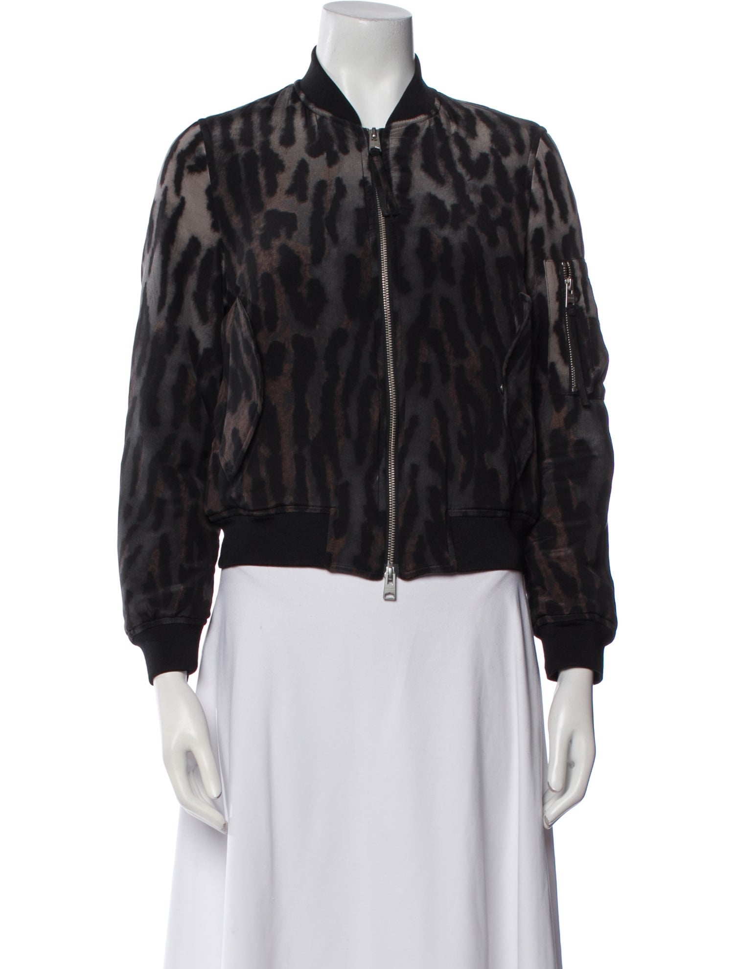 AllSaints Silk Animal Print Bomber Jacket