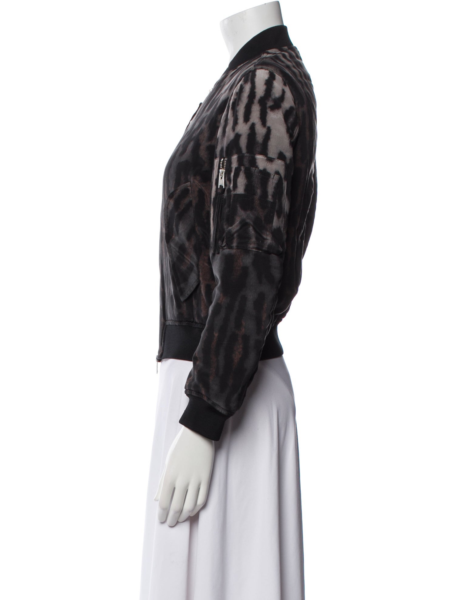 AllSaints Silk Animal Print Bomber Jacket