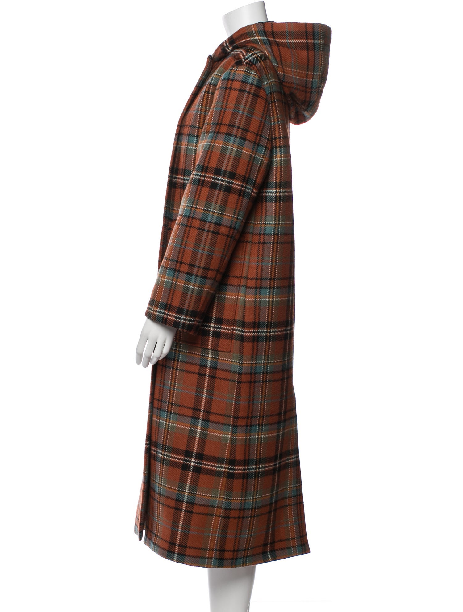 AllSaints Virgin Wool Plaid Print Trench Coat w/ Tags